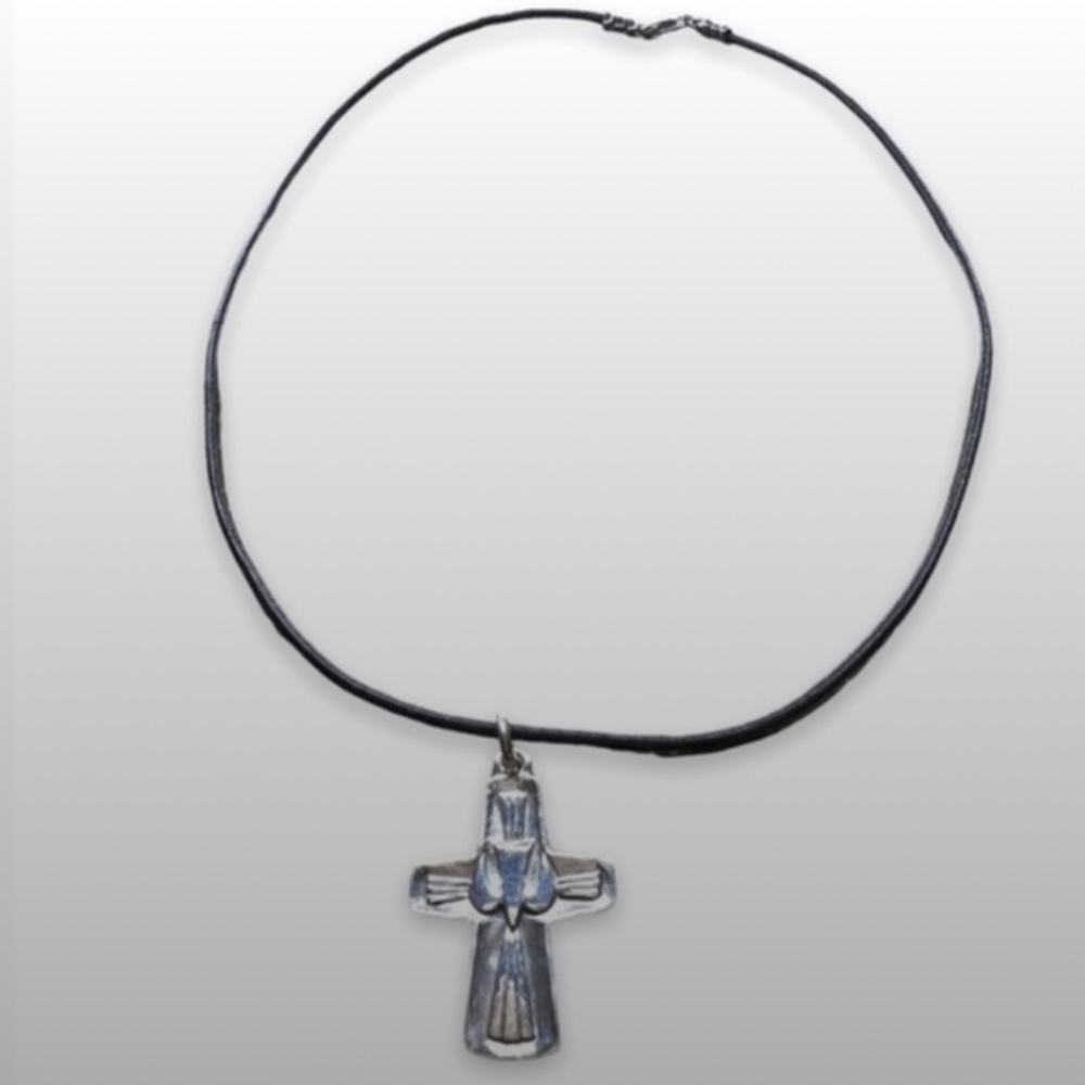 Sterling Handcrafted Cross Leather Cord - Picture 4 of 4